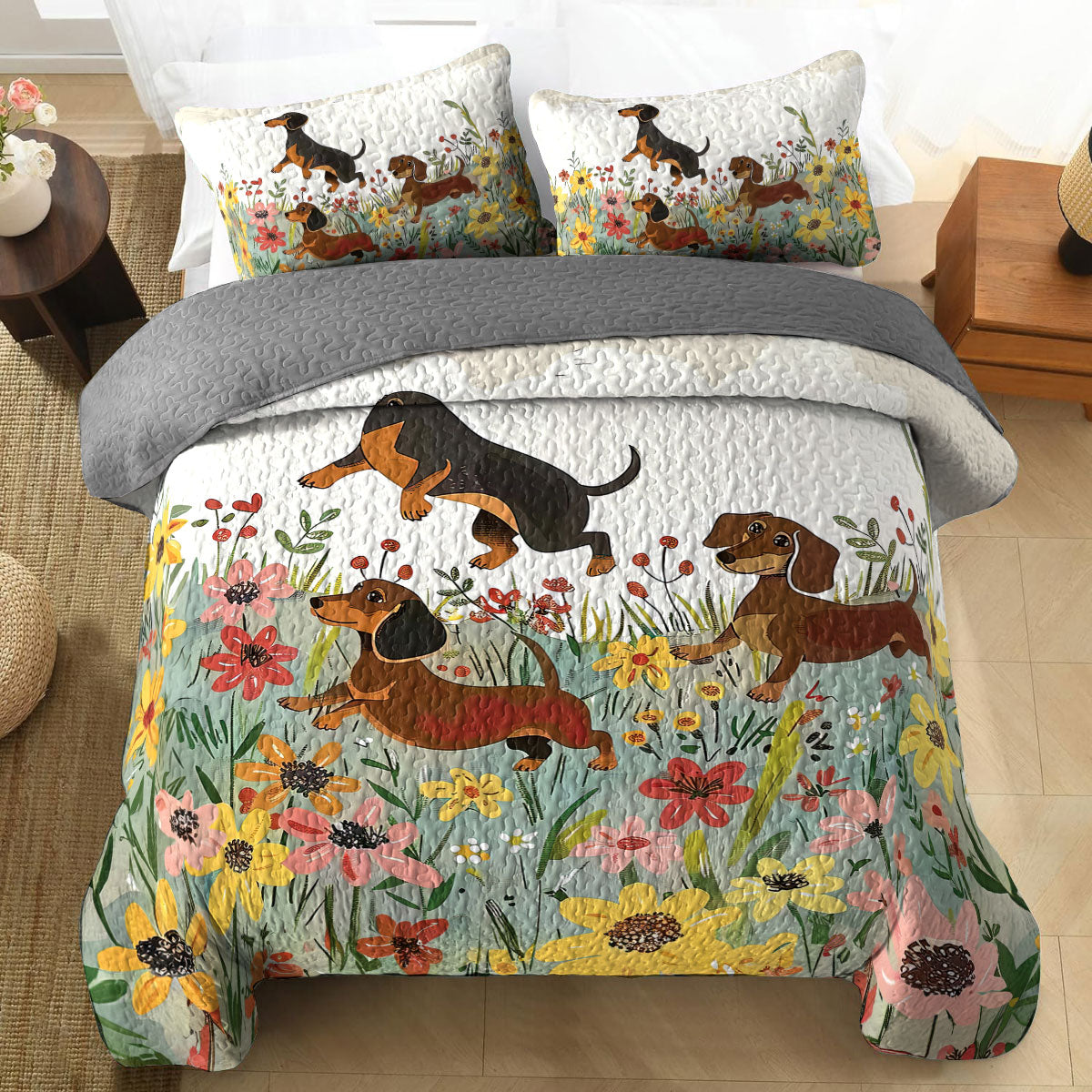 Shineful All Season Quilt 3-Piece Set Dachshund Delight