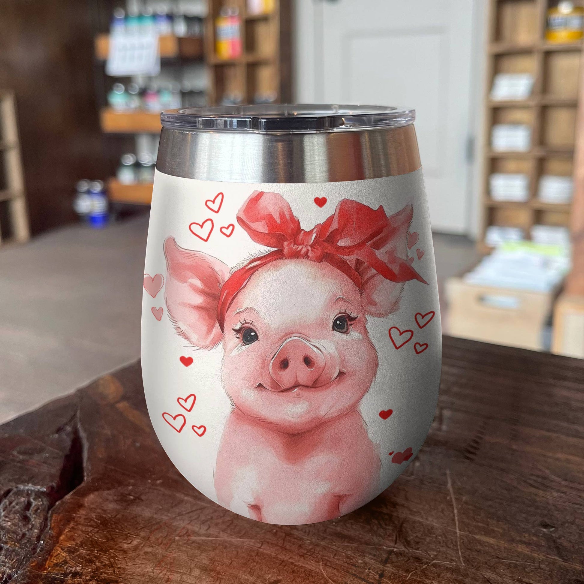 Pig 12 Oz Shineful™ Wine Tumbler Lovely Lk8 12Oz