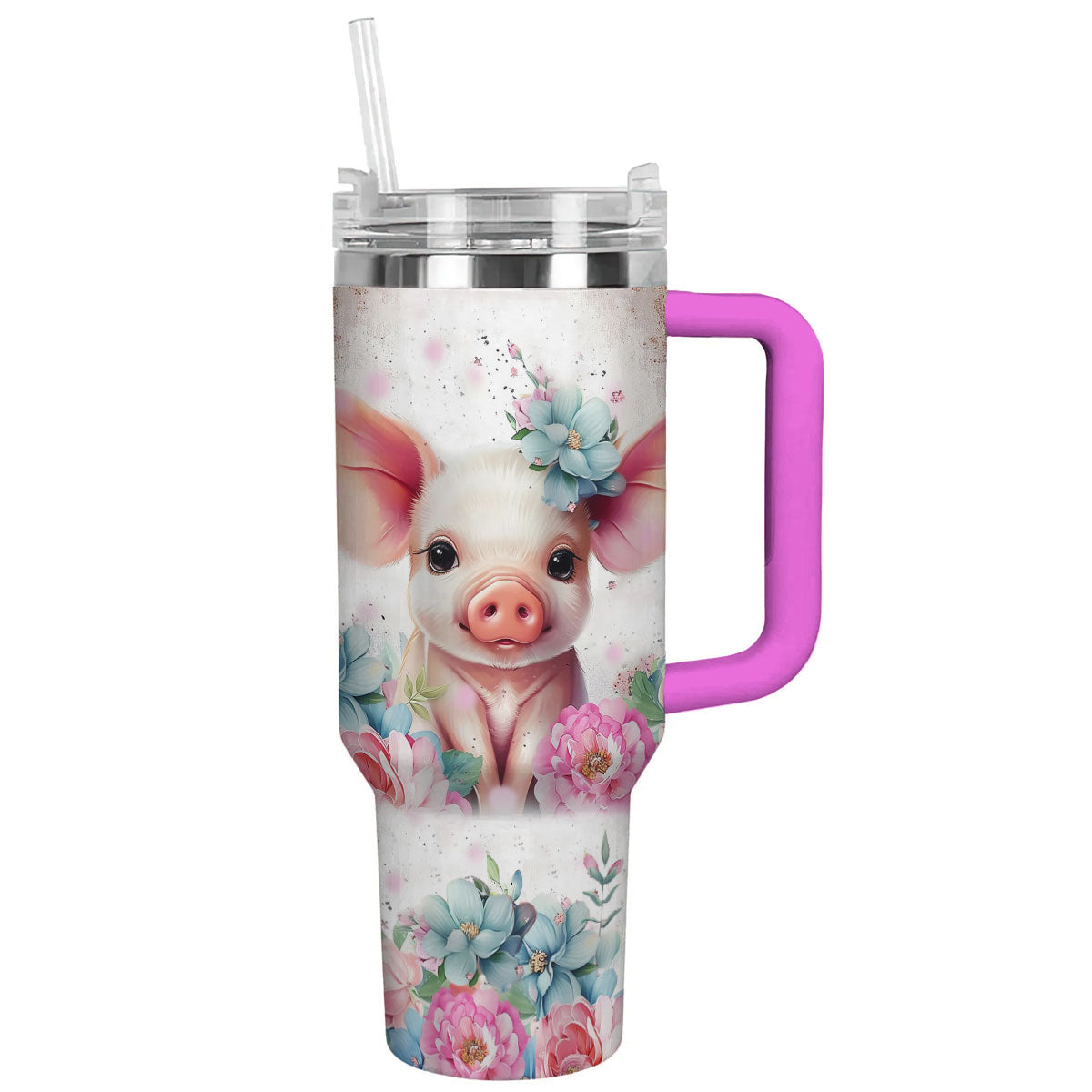 Pig 40 Oz Shineful™ Tumbler Floral Lk8 Hot Pink 40Oz