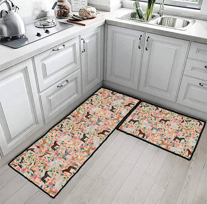 Shineful Ultra-Thin Non Skid Floor Mat, Kitchen Rugs Floral Horses Ver2