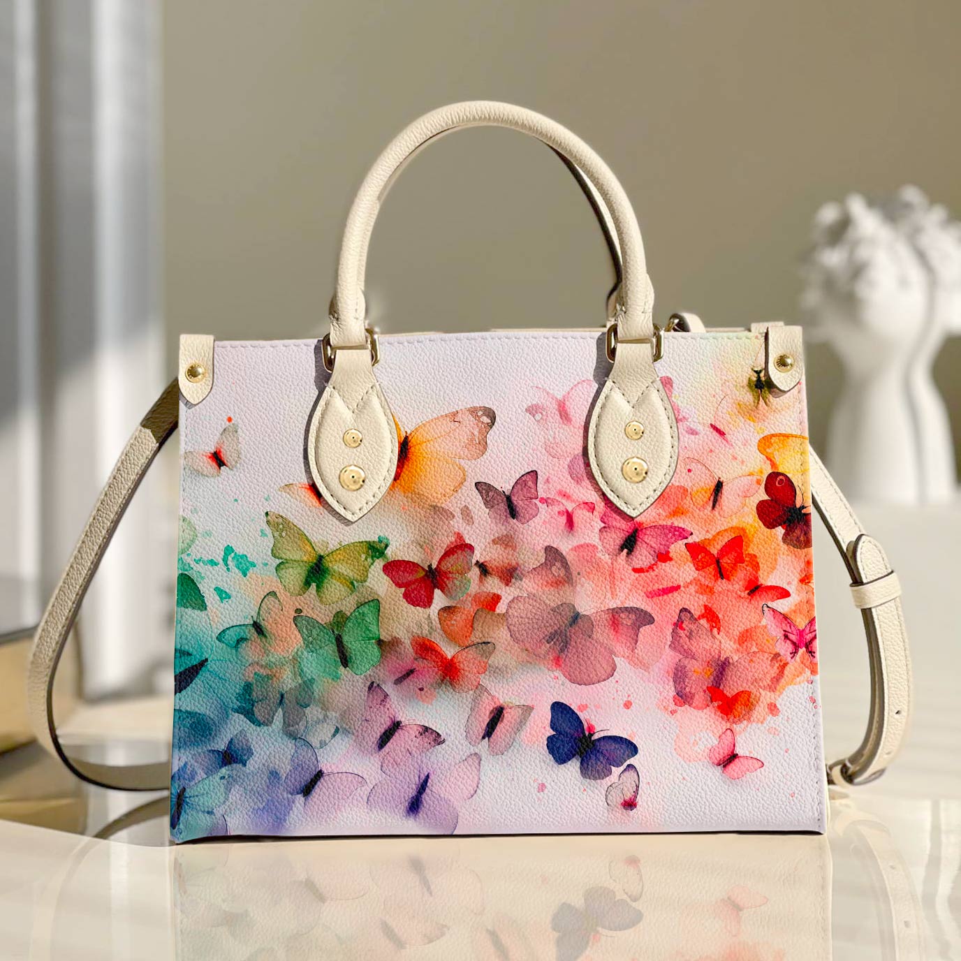 Shineful Leather Bag Colorful Butterflies