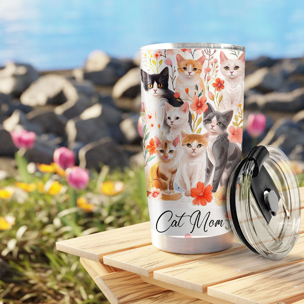 Shineful 20oz Tumbler Floral Cat Mom