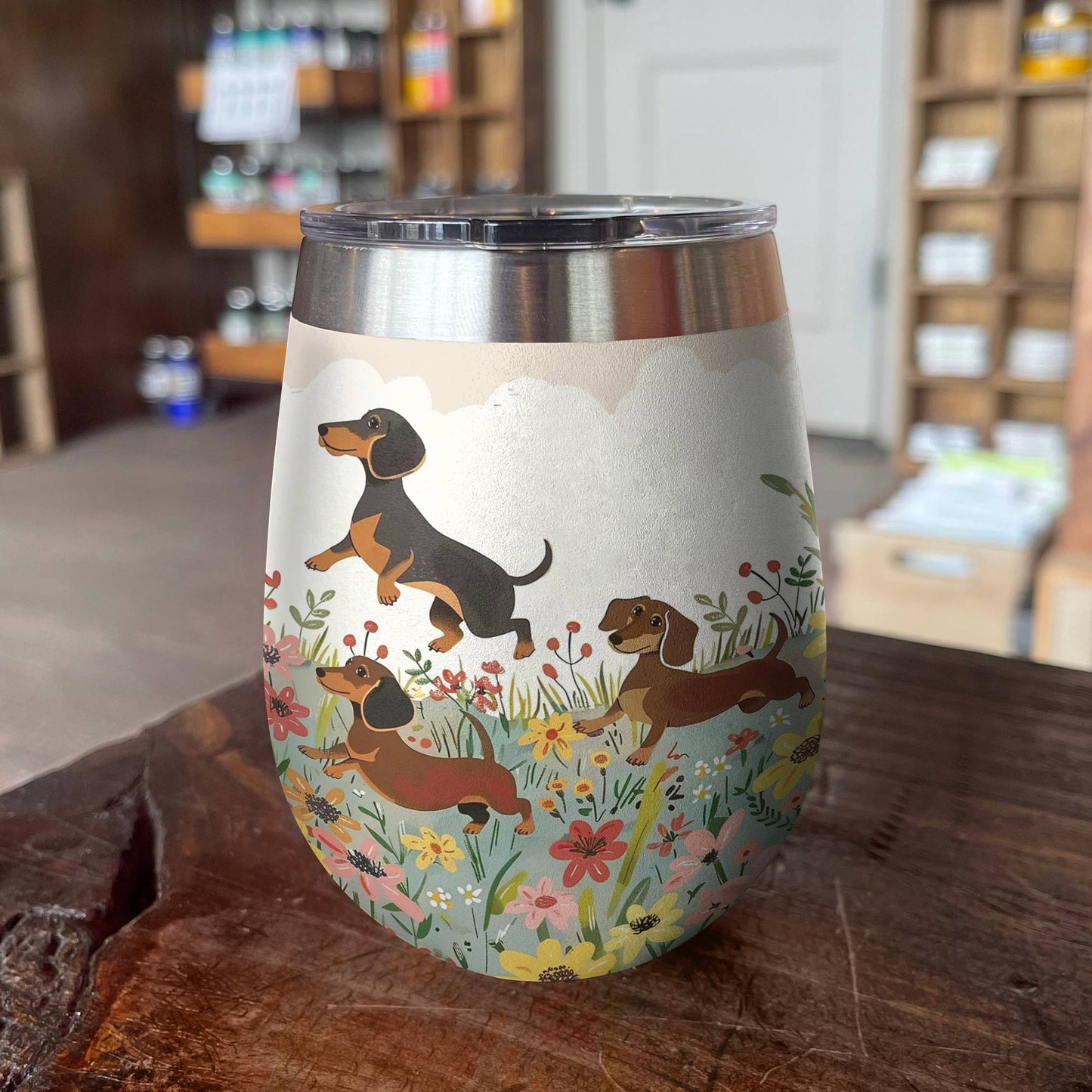 Shineful Wine Tumbler Dachshund Delight