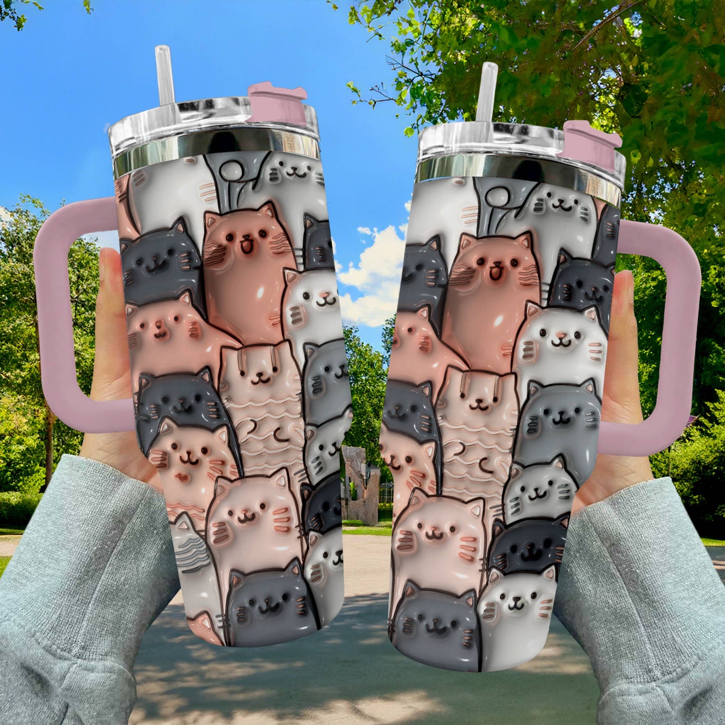 Shineful Tumbler Puffy Cats