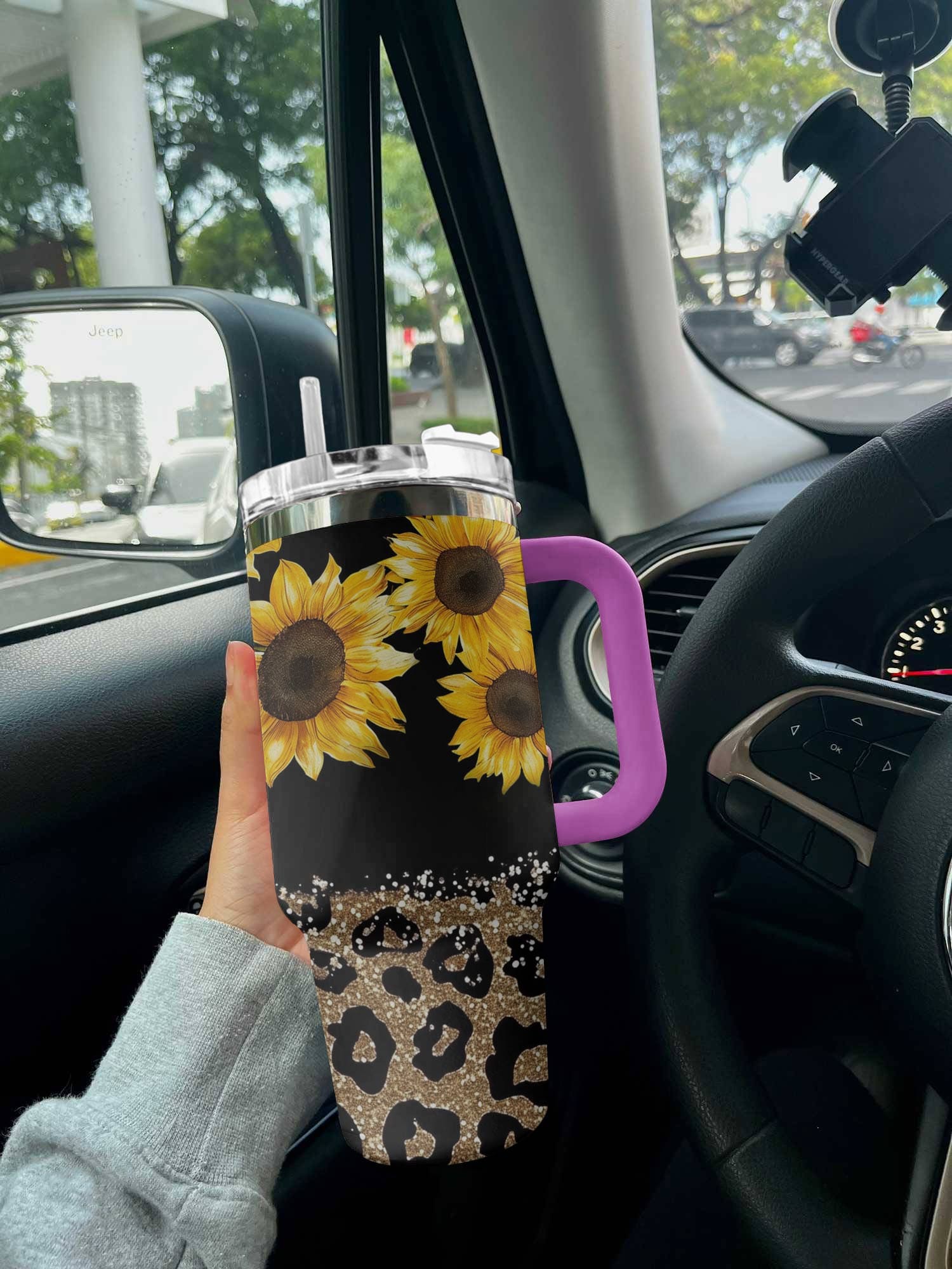 Sunflower 40 Oz Shineful™ Tumbler Sparkling Sunflowers Lk8 Hot Pink 40Oz