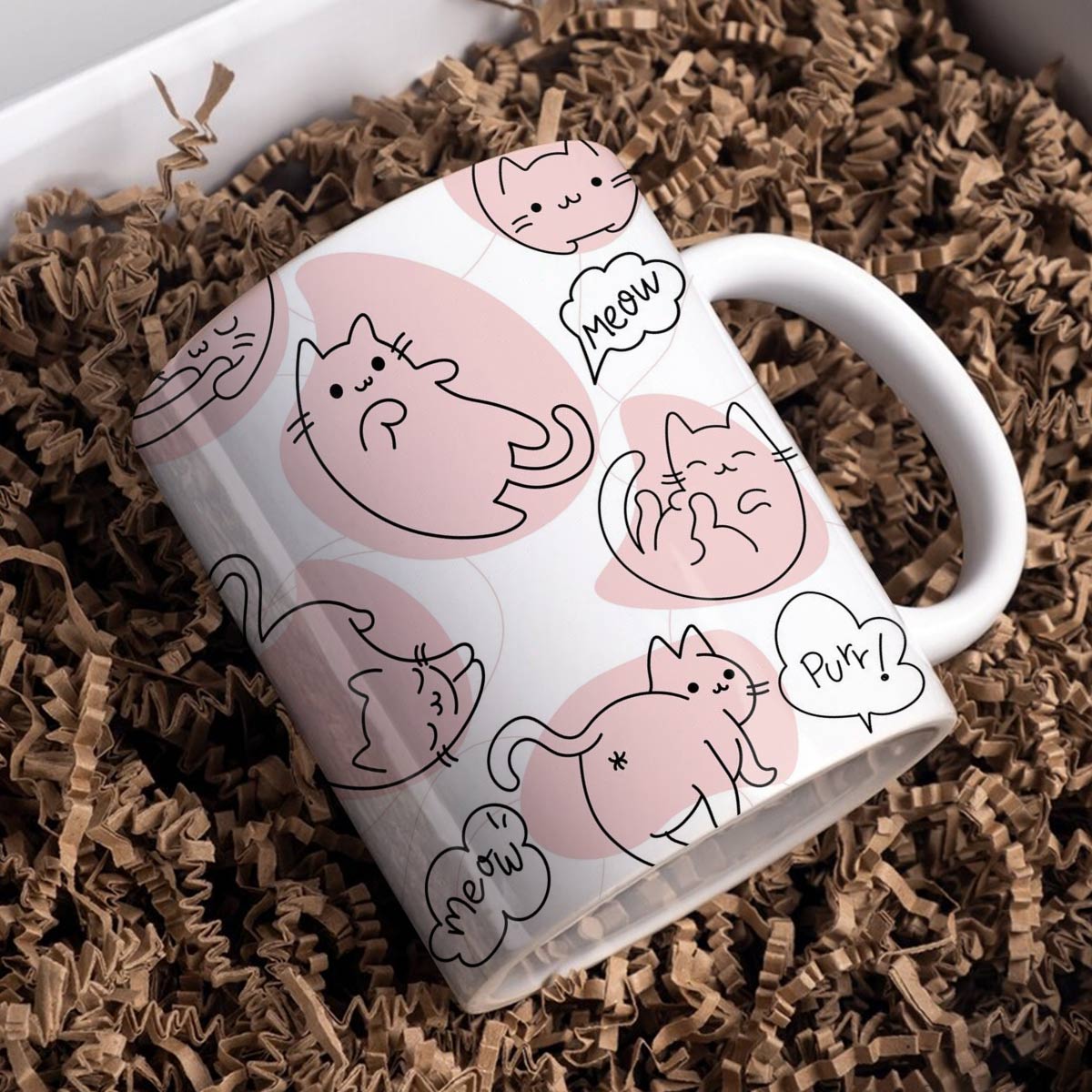 Mug en céramique brillant Chats roses