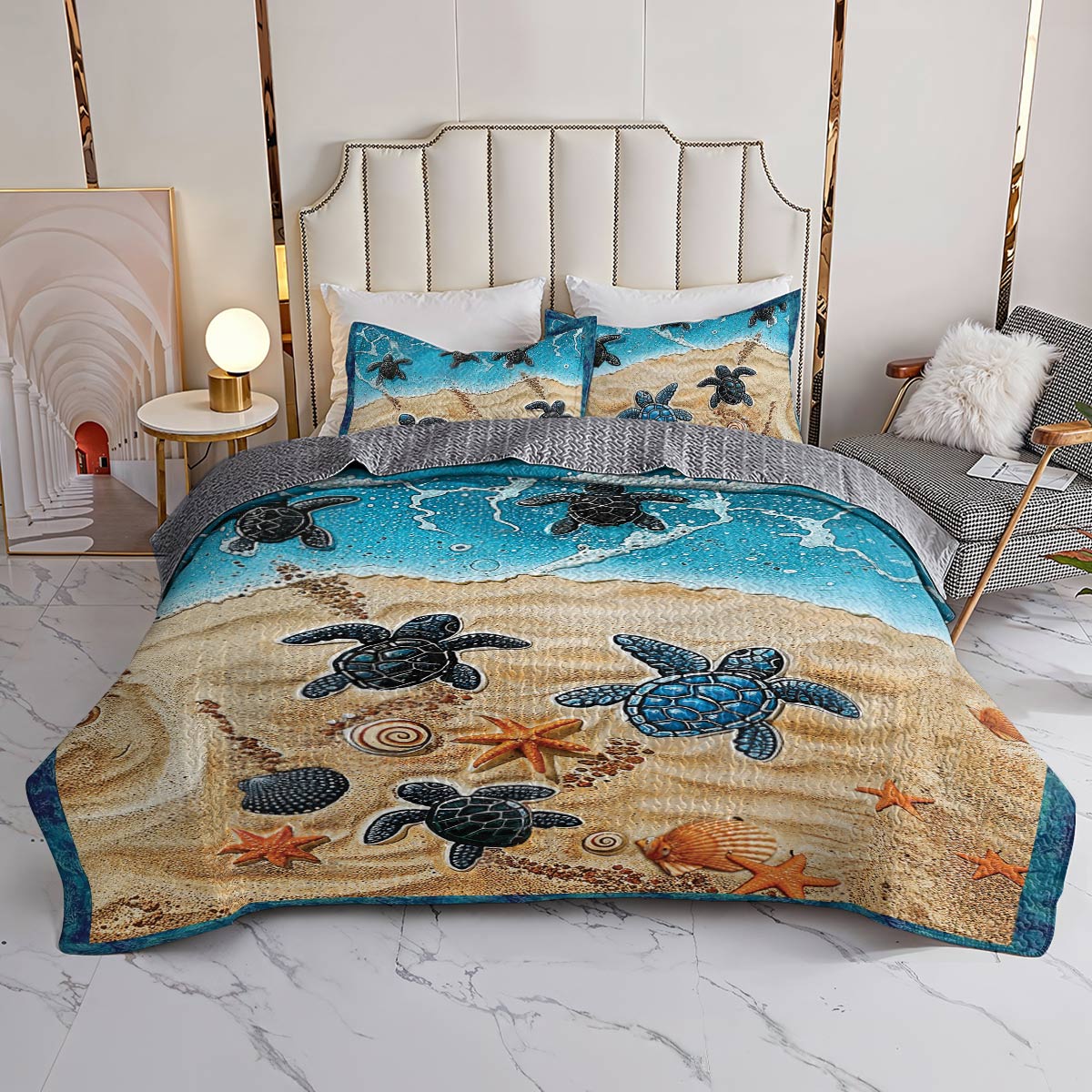 Shineful All Season Quilt 3-Piece Set Sea Turtle Vacation