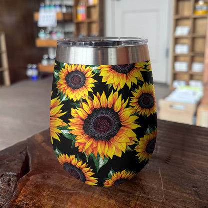 Shineful Wine Tumbler Brilliant Sunflowers