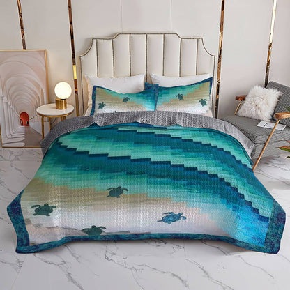 Shineful All Season Quilt 3-Piece Set Sea Turtle Journey