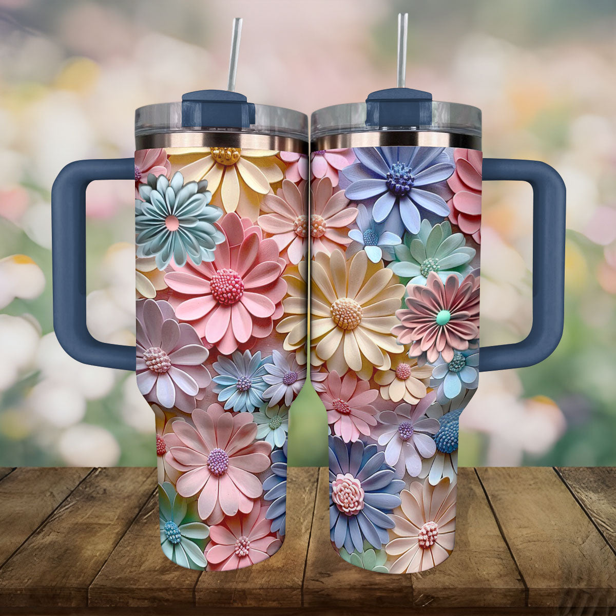 Shineful Glossy Tumbler Colorful Daisies