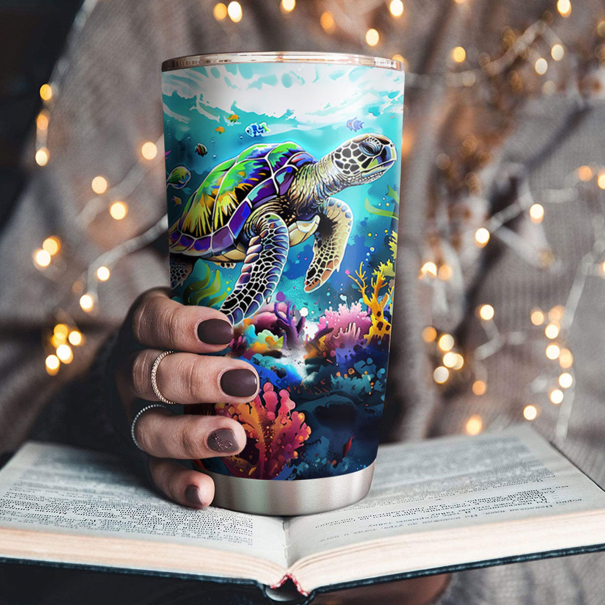 Shineful 20oz Tumbler Neon Sea Turtle