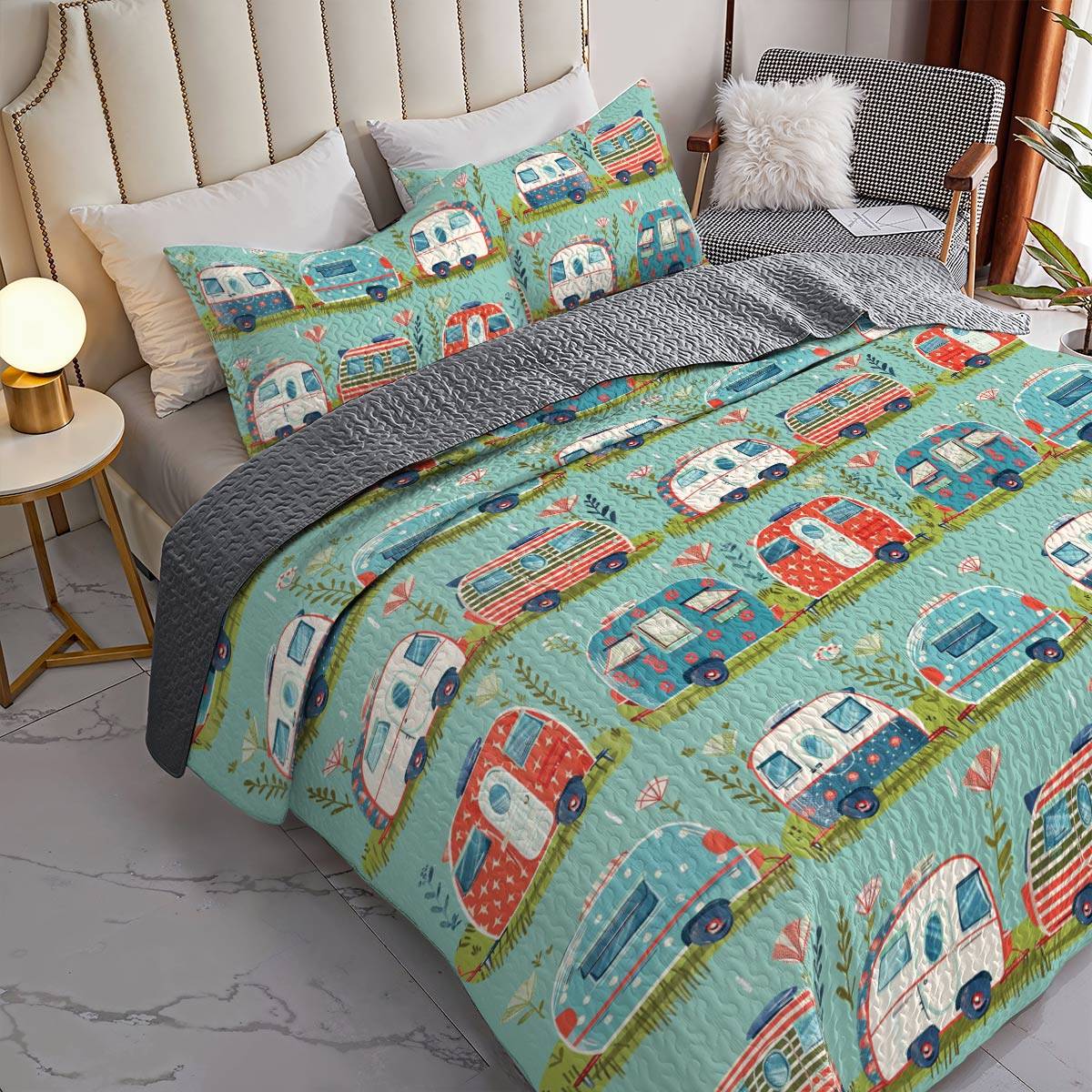 Shineful All Season Quilt 3-Piece Set Happy Campers