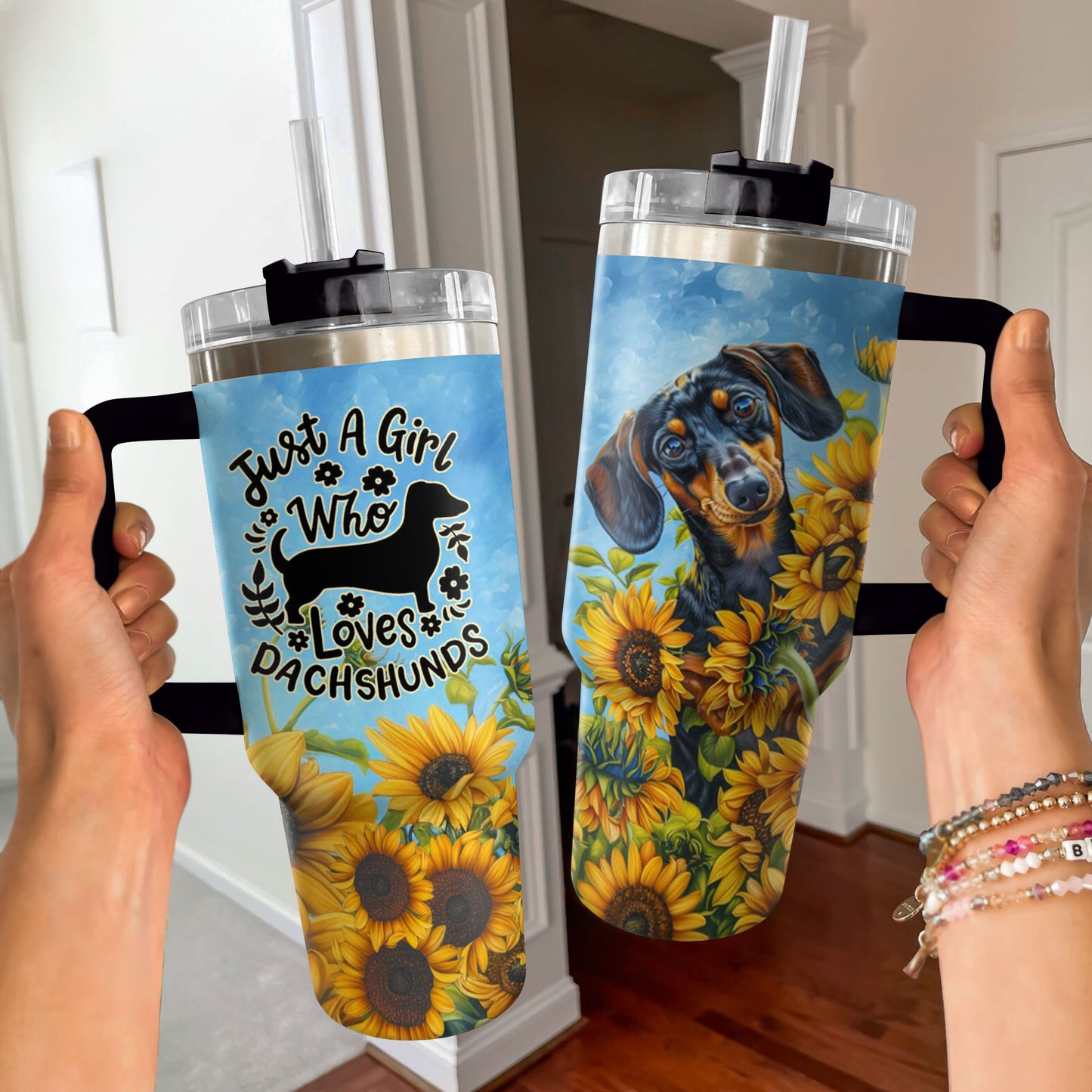 Shineful Tumbler Sunflower Dachshund Ver2