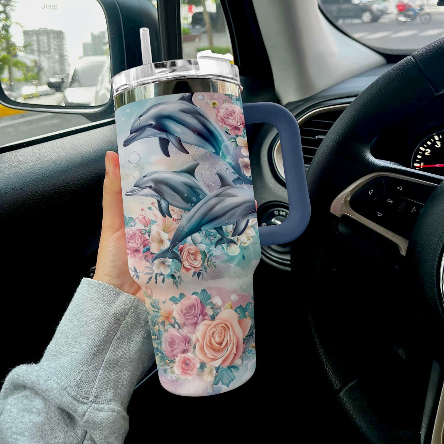 Shineful Tumbler Floral Dolphin Ver2