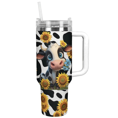 Cow 40 Oz Shineful™ Tumbler With Sunflowers Lk8 White 40Oz