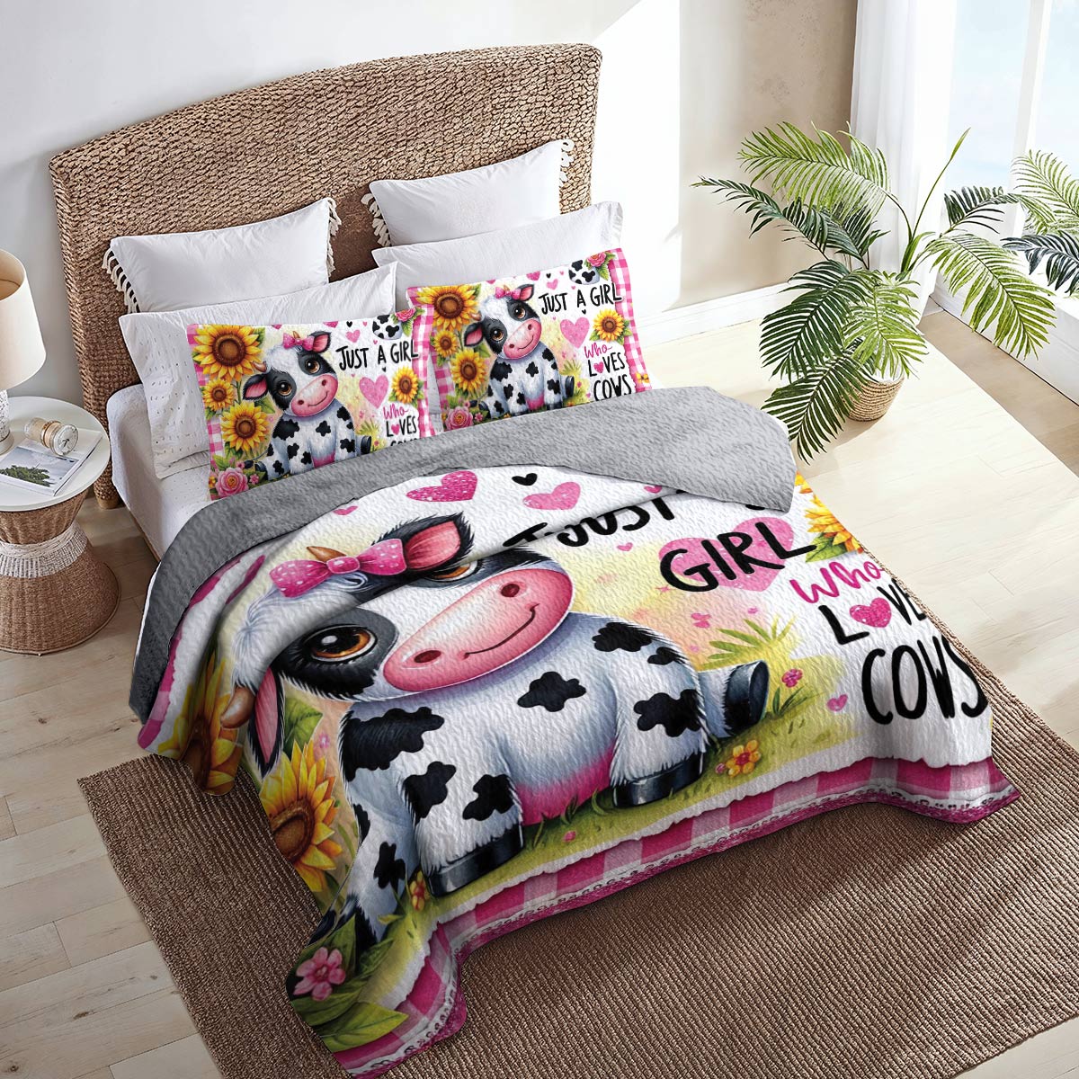 Shineful All Season Quilt 3-Piece Set For Cow Lovers