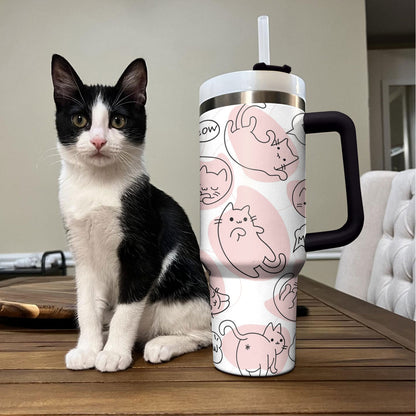 Glänzender Becher mit rosa Katzenmotiv