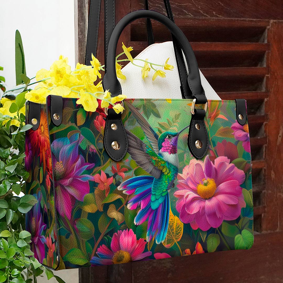 Shineful Leather Bag Floral Hummingbird