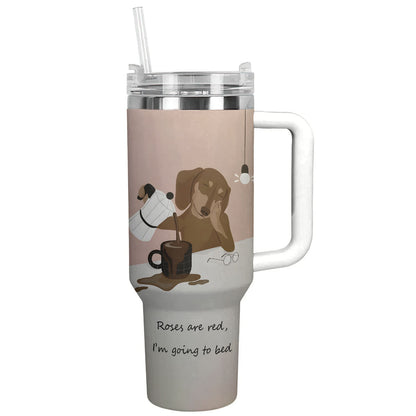 Dog 40 Oz Shineful™ Tumbler Sleepy Dachshund Lk8 White 40Oz