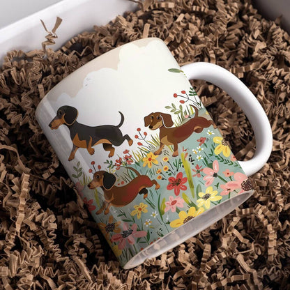 Tasse en céramique brillante Dachshund Delight