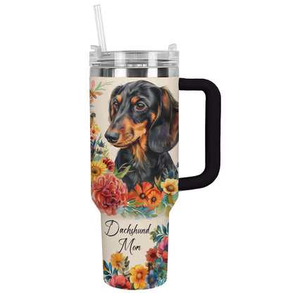 Shineful Personalized Tumbler Floral Dachshund