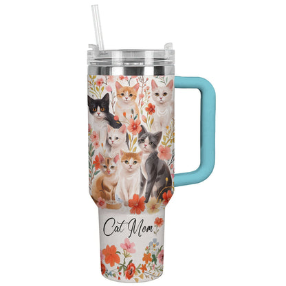 Cat 40 Oz Shineful™ Tumbler Floral Mom Lk8 Lightblue 40Oz