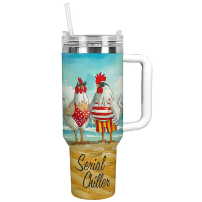 Chicken 40 Oz Shineful™ Tumbler Serial Chillers Lk8 White 40Oz