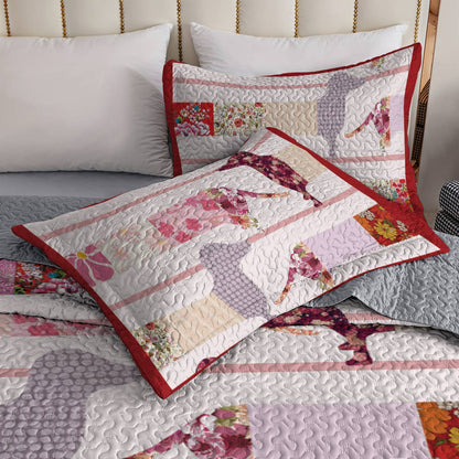 Shineful All Season Quilt 3-Piece Set Floral Dachshunds