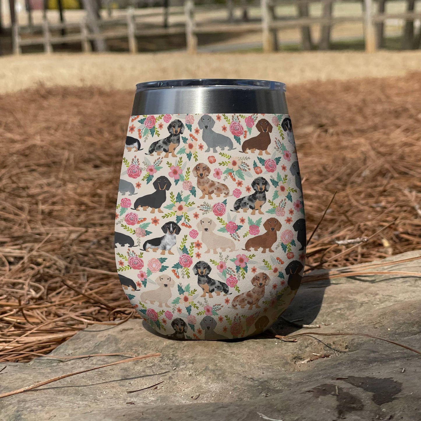 Shineful Wine Tumbler Floral Dachshunds