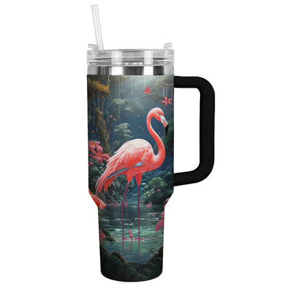 Flamingo 40 Oz Shineful™ Tumbler With Hibiscus Lk8 Black 40Oz