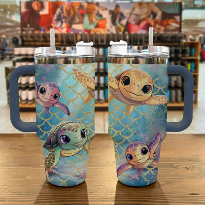 Sea Turtle 40 Oz Shineful™ Tumbler Happy Lk8 Navy 40Oz