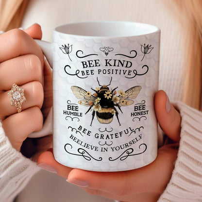 Tasse en céramique brillante Bee Kind Ver2