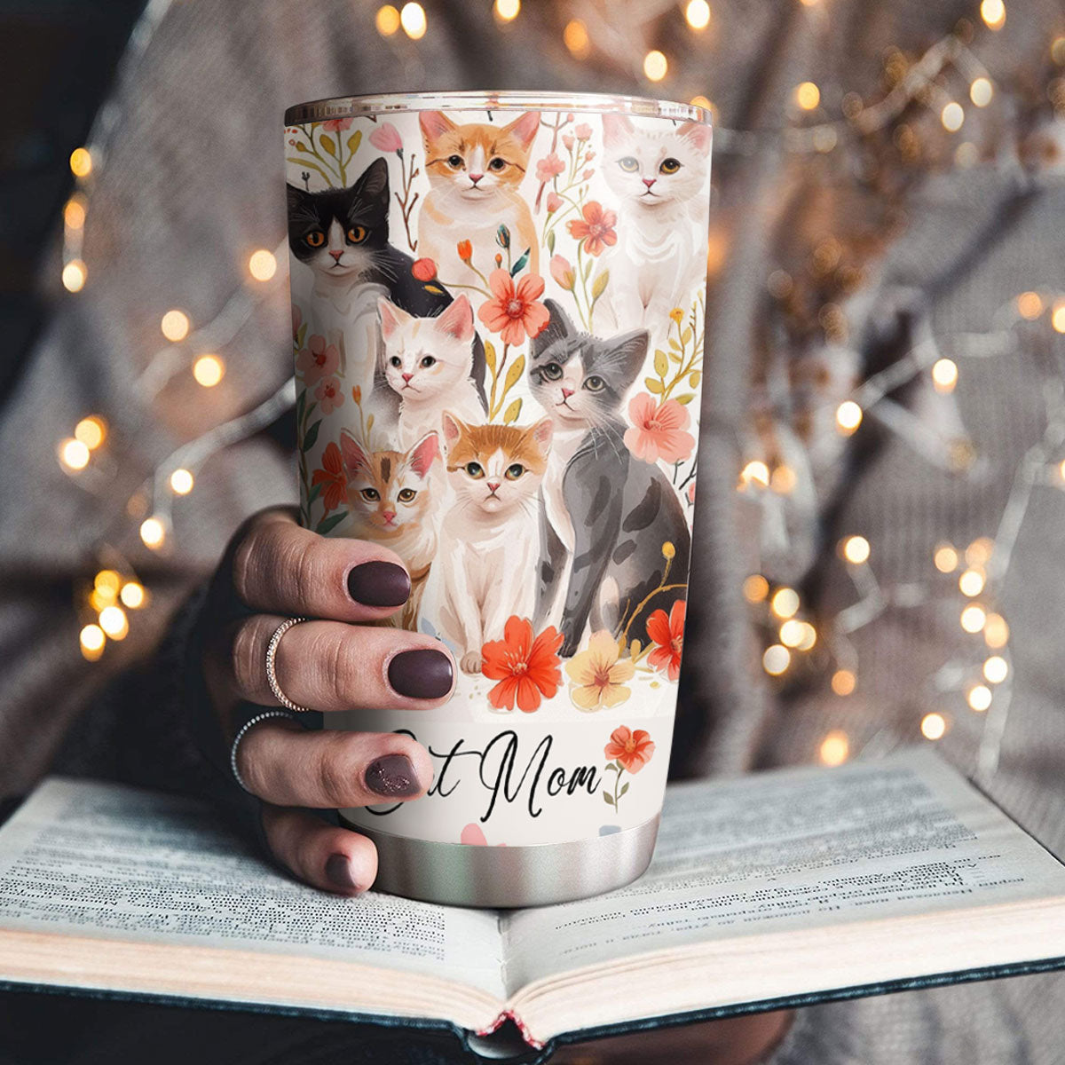 Shineful 20oz Tumbler Floral Cat Mom