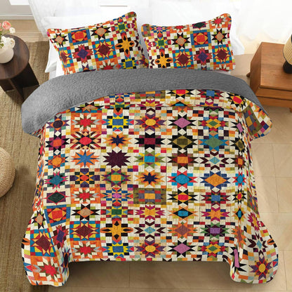 Shineful All Season Quilt 3-Piece Set Colorful Quilt Blocks