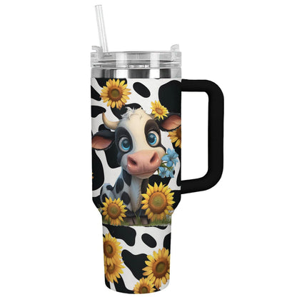 Cow 40 Oz Shineful™ Tumbler With Sunflowers Lk8 Black 40Oz