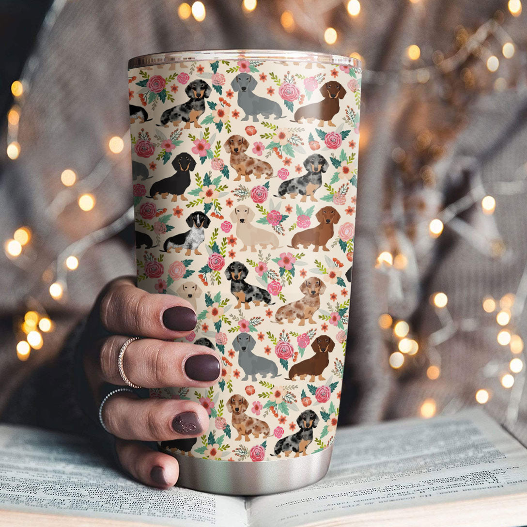 Shineful 20oz Tumbler Floral Dachshunds Ver2