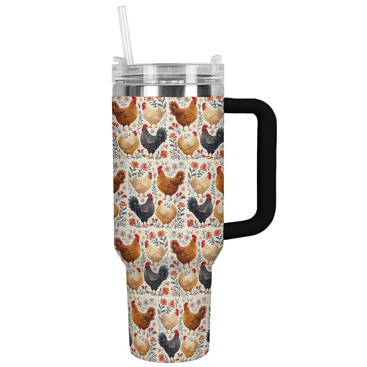 Chicken 40 Oz Shineful™ Tumbler Floral Chickens Lk8 40Oz