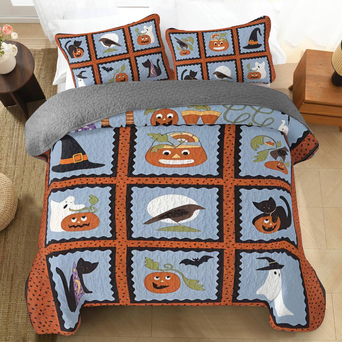 Shineful All Season Quilt 3-Piece Set Spooky Sleep