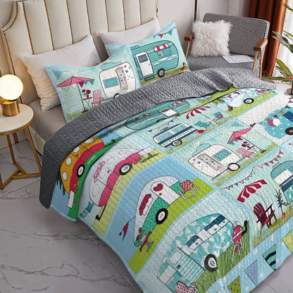 Shineful All Season Quilt 3-teiliges Set Bunte Campervans 