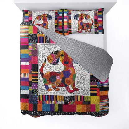 Shineful All Season Quilt 3-Piece Set Colorful Dachshund