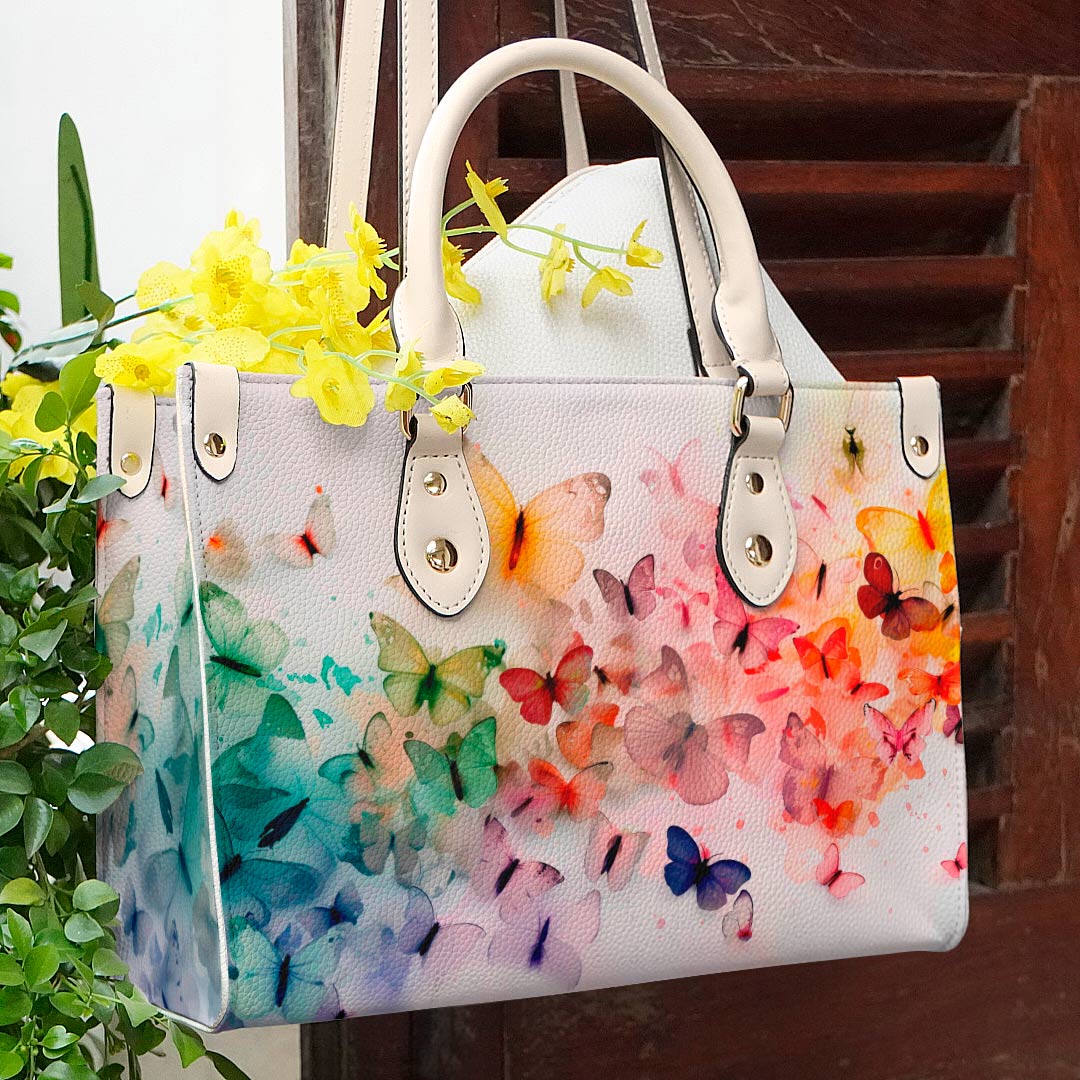 Shineful Leather Bag Colorful Butterflies