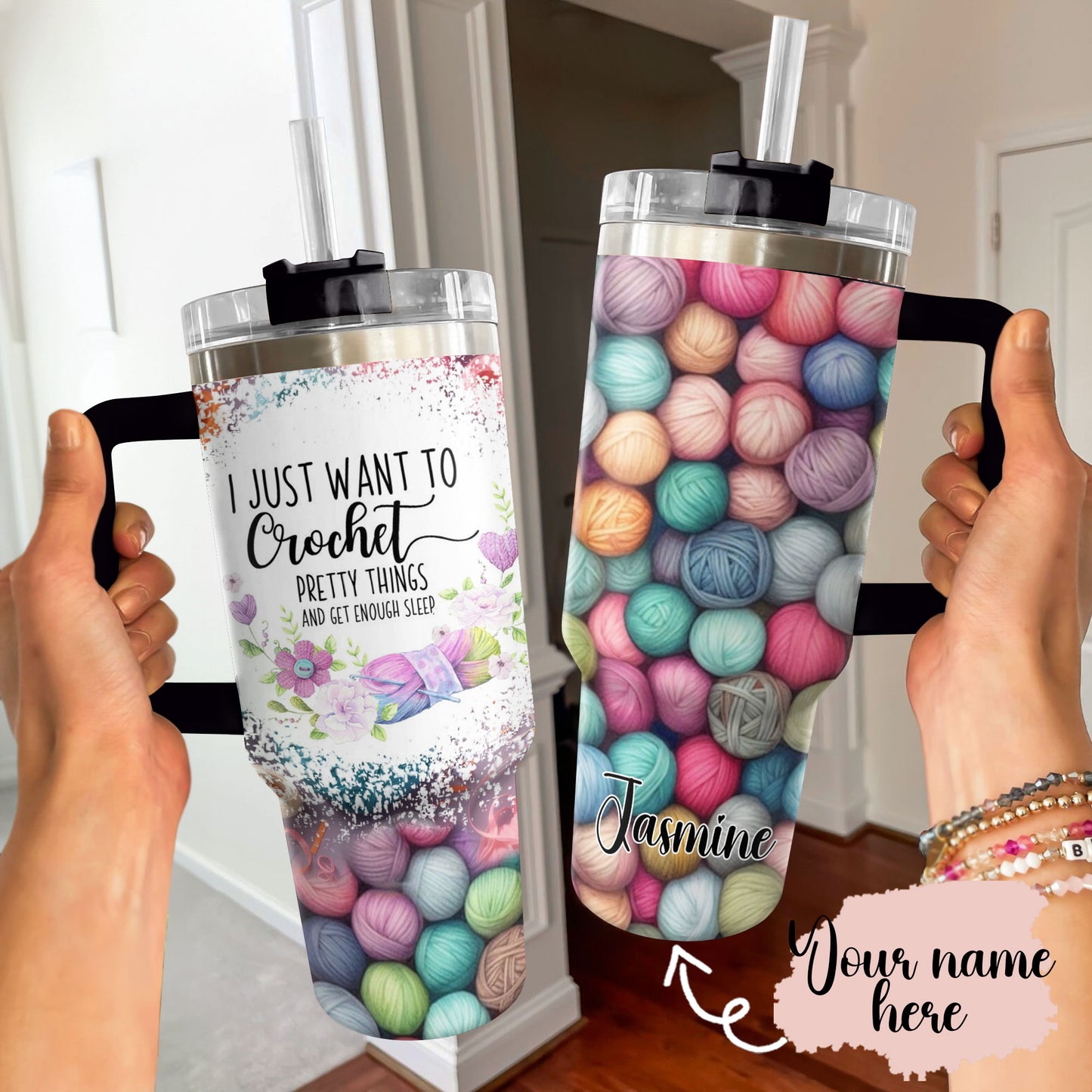 Shineful Tumbler Personalized Just Wanna Crochet