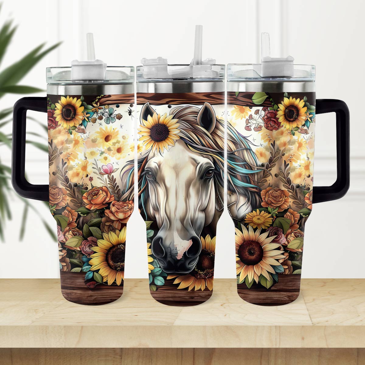 Shineful Tumbler Floral Horse Ver4