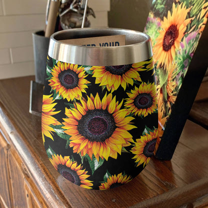 Shineful Wine Tumbler Brilliant Sunflowers