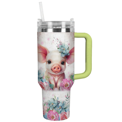 Pig 40 Oz Shineful™ Tumbler Floral Lk8 Green 40Oz