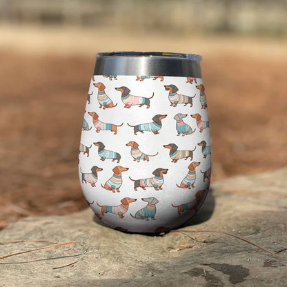 Dog 12 Oz Shineful™ Wine Tumbler Playful Dachshunds Lk8 12Oz