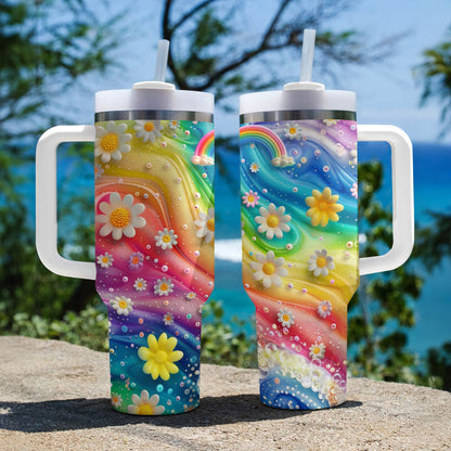 Shineful Glossy Tumbler Rainbow Daisies