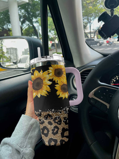 Sunflower 40 Oz Shineful™ Tumbler Sparkling Sunflowers Lk8 Pink 40Oz