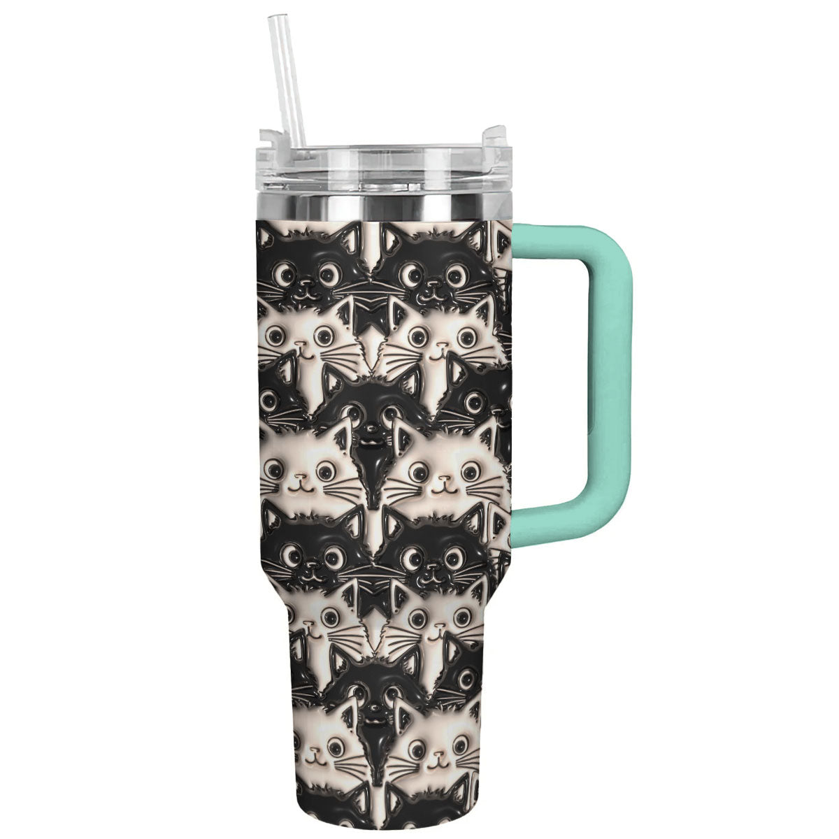 Cat 40 Oz Shineful™ Tumbler Fat Cats Lk8 Turquoise Blue 40Oz