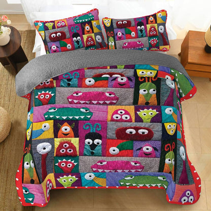 Shineful All Season Quilt 3-teiliges Set Monster Fun